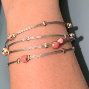 Silver and gold guitar string bracelet